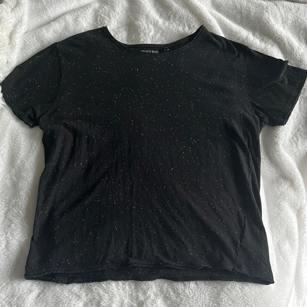 ⭐️ 2/$10 or 3/$15 - Brave Soul Black Short with White Speckle Pattern T-Shirt